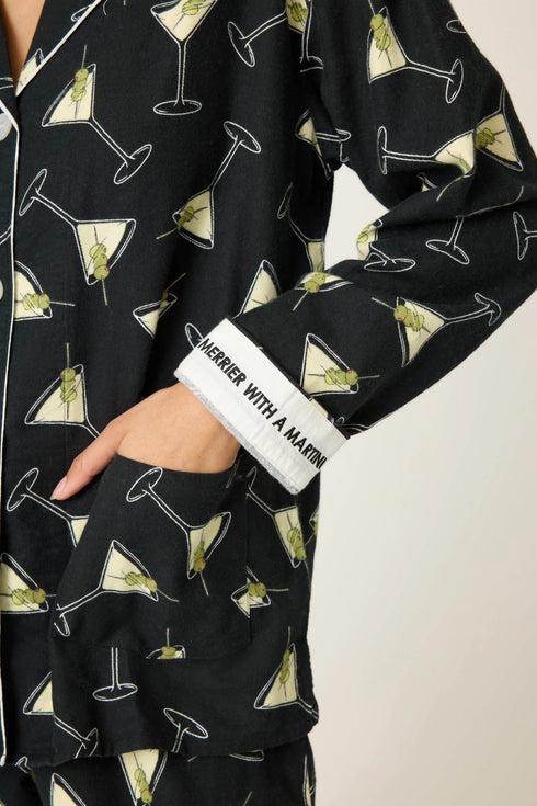 Pj Salvage Flannel Merrier With A Martini 3-Piece PJ Set